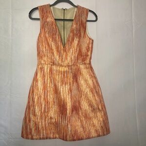 Alice + Olivia Pacey Orange Lantern Shimmer Dress Size 4 (I)